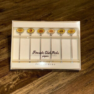 💥NWT Pottery Barn PB VTG 2002 Fireside Club Picks Set of 6 in Box Cocktail Party
